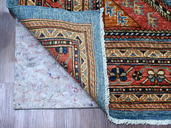 5'11" x 9'0" New Hand Knotted Blue Wool Rectangle Oriental Rug - MOA10289844