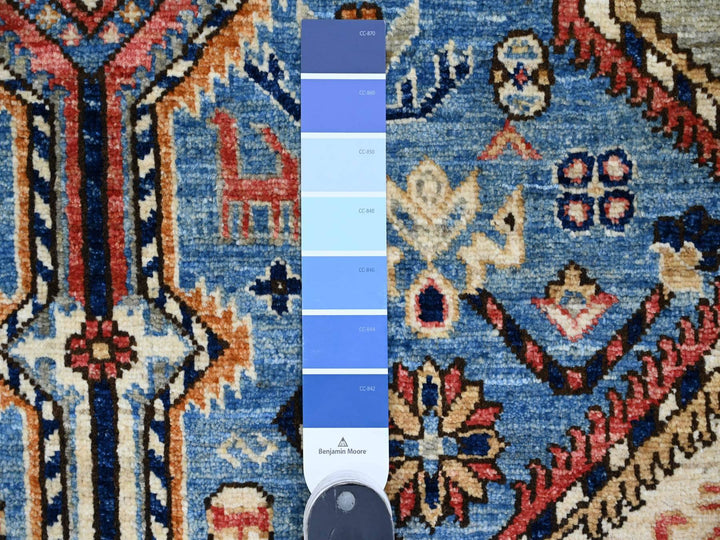 5'11" x 9'0" New Hand Knotted Blue Wool Rectangle Oriental Rug - MOA10289844