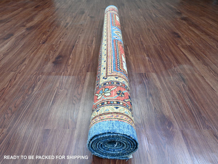 5'11" x 9'0" New Hand Knotted Blue Wool Rectangle Oriental Rug - MOA10289844