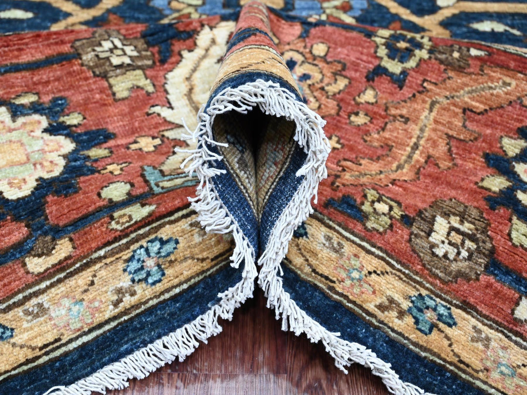 9'1" x 11'8" New Hand Knotted Blue Wool Rectangle Oriental Rug - MOA10289852