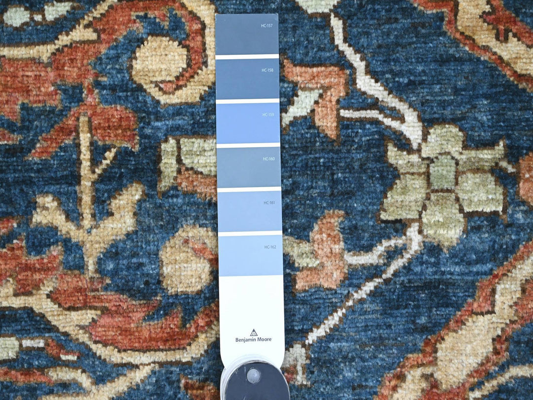 9'1" x 11'8" New Hand Knotted Blue Wool Rectangle Oriental Rug - MOA10289852