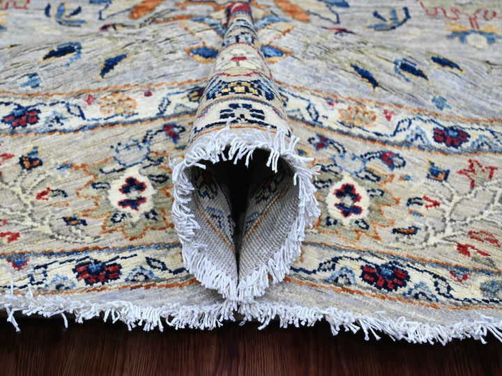 7'7" x 7'7" New Hand Knotted Grey Wool Round Oriental Rug - MOA10289853