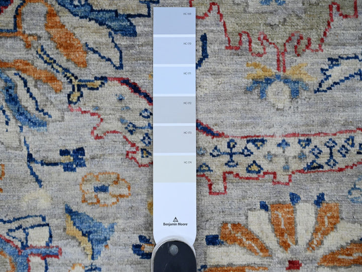 7'7" x 7'7" New Hand Knotted Grey Wool Round Oriental Rug - MOA10289853