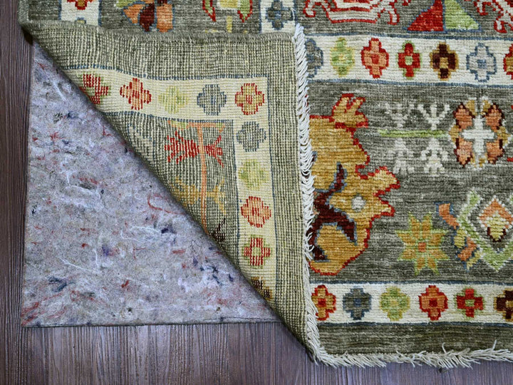 9'10" x 13'3" New Hand Knotted Green Wool Rectangle Oriental Rug - MOA10289859