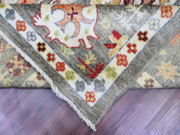 9'10" x 13'3" New Hand Knotted Green Wool Rectangle Oriental Rug - MOA10289859