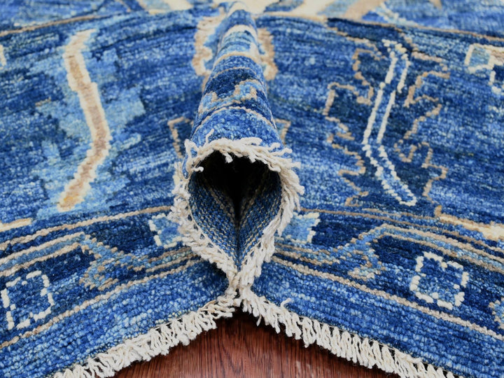 10'1" x 13'9" New Hand Knotted Blue Wool Rectangle Oriental Rug - MOA10289866