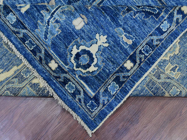 10'1" x 13'9" New Hand Knotted Blue Wool Rectangle Oriental Rug - MOA10289866