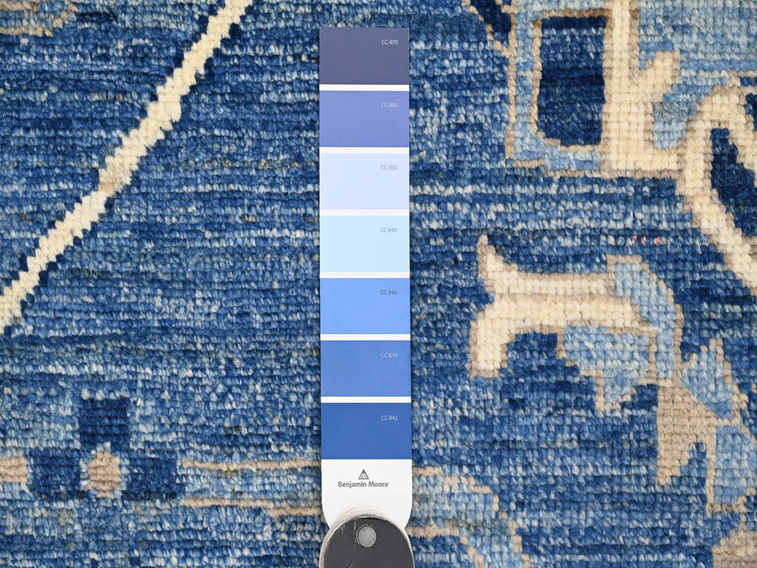 10'1" x 13'9" New Hand Knotted Blue Wool Rectangle Oriental Rug - MOA10289866
