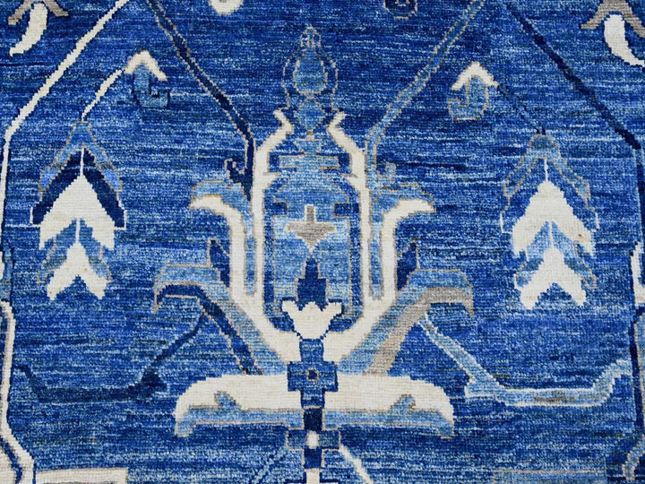 10'1" x 13'9" New Hand Knotted Blue Wool Rectangle Oriental Rug - MOA10289866