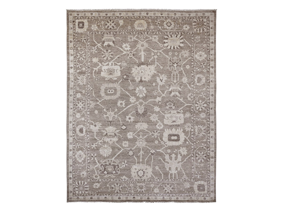 9'0" x 11'9" New Hand Knotted Brown Wool Rectangle Oriental Rug - MOA10289867