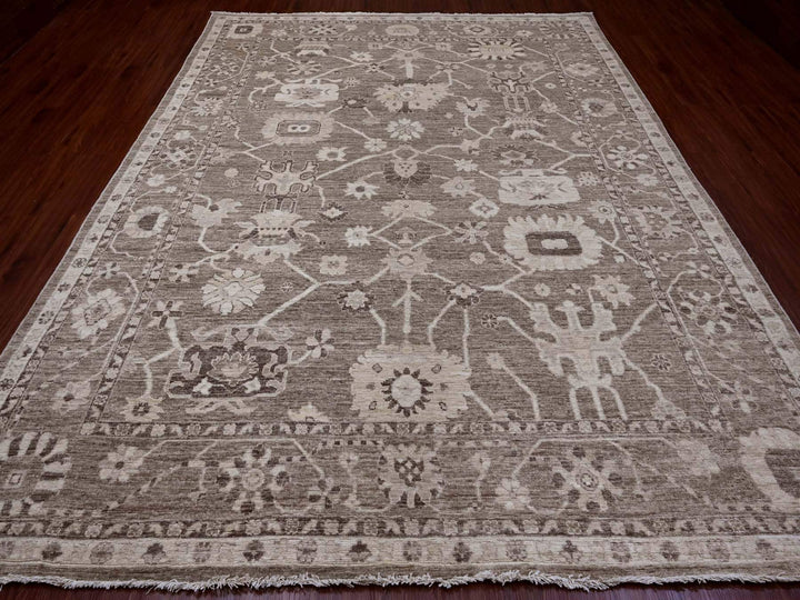 9'0" x 11'9" New Hand Knotted Brown Wool Rectangle Oriental Rug - MOA10289867