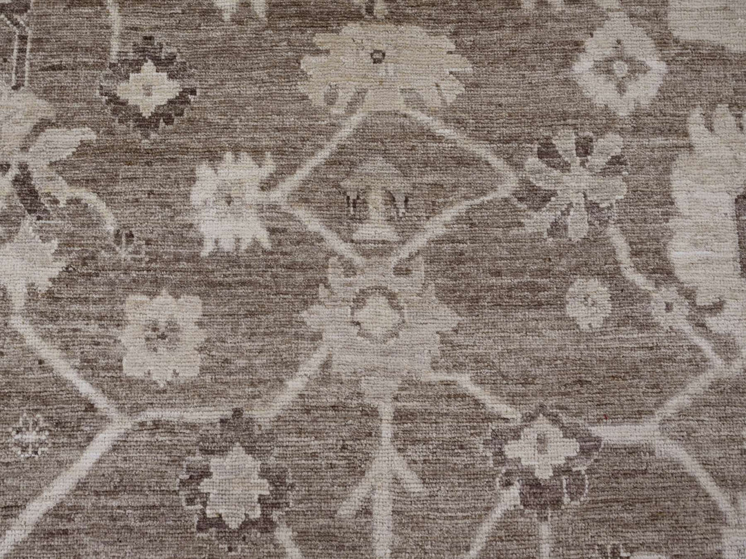 9'0" x 11'9" New Hand Knotted Brown Wool Rectangle Oriental Rug - MOA10289867