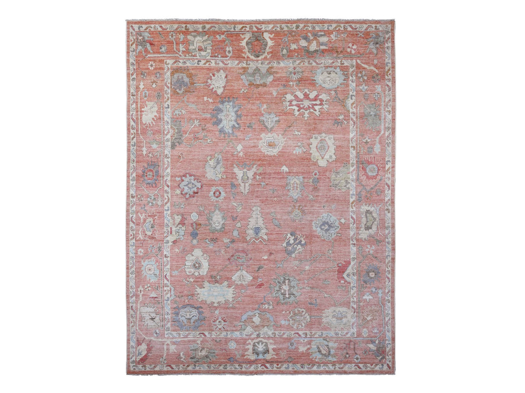 8'11" x 11'9" New Hand Knotted Red Wool Rectangle Oriental Rug - MOA10289869