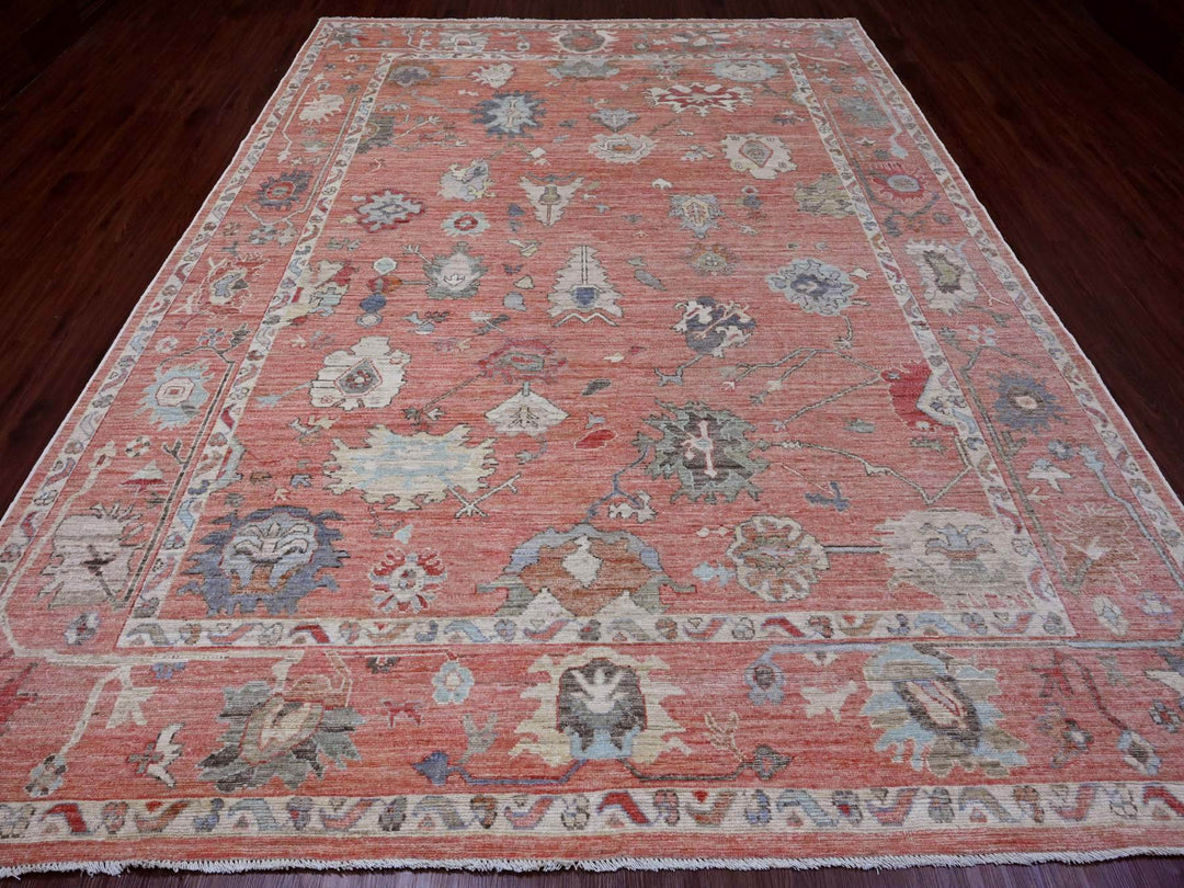 8'11" x 11'9" New Hand Knotted Red Wool Rectangle Oriental Rug - MOA10289869