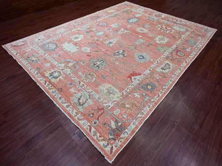 8'11" x 11'9" New Hand Knotted Red Wool Rectangle Oriental Rug - MOA10289869