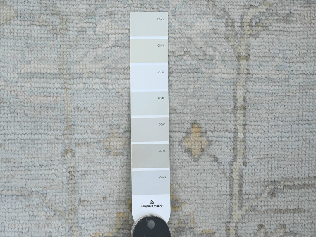 2'11" x 9'9" New Hand Knotted Grey Wool Runner Oriental Rug - MOA10289874