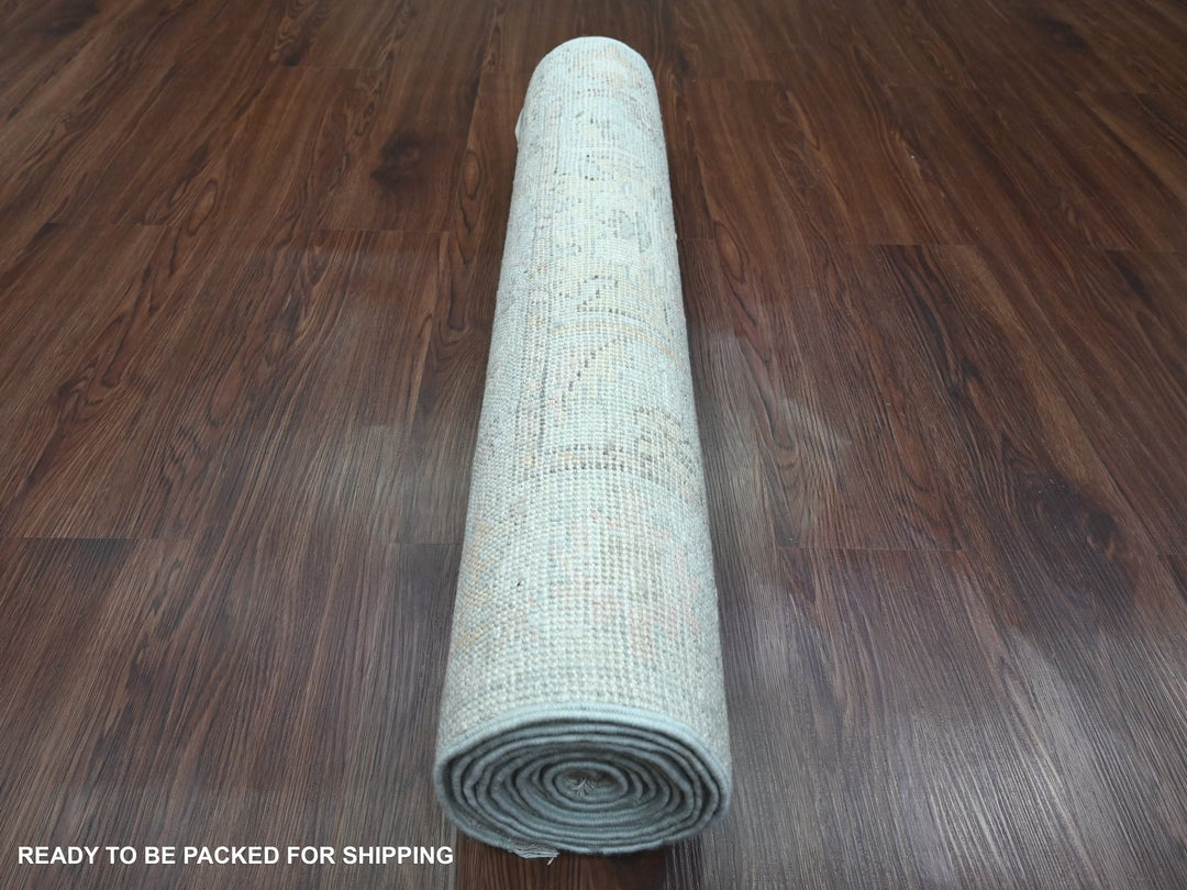 2'11" x 9'9" New Hand Knotted Grey Wool Runner Oriental Rug - MOA10289874