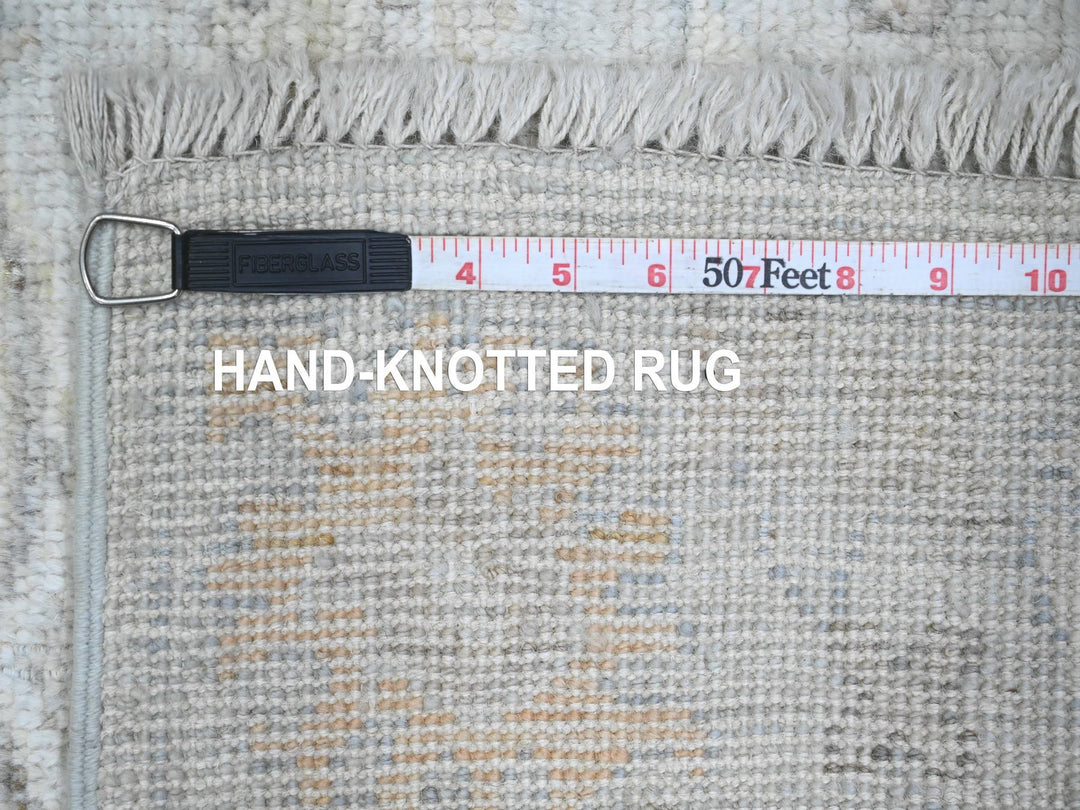 2'11" x 9'9" New Hand Knotted Grey Wool Runner Oriental Rug - MOA10289874