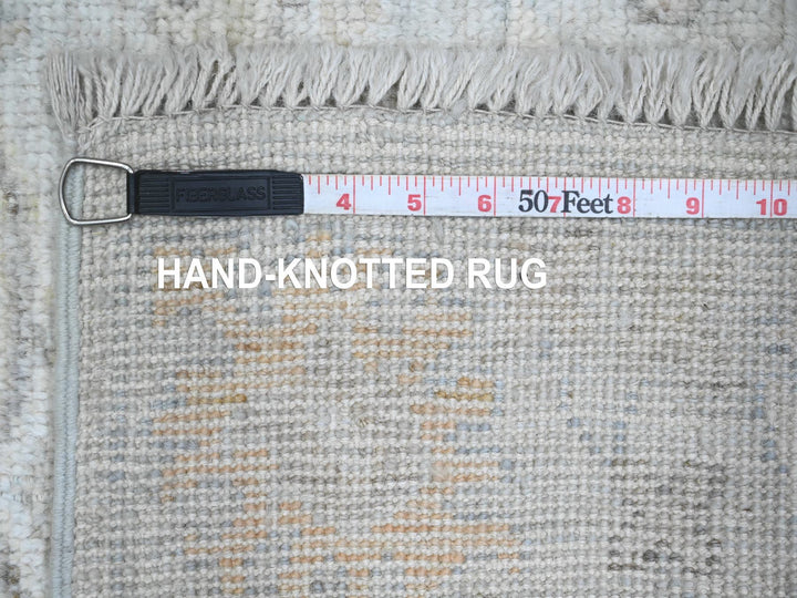 2'11" x 9'9" New Hand Knotted Grey Wool Runner Oriental Rug - MOA10289874