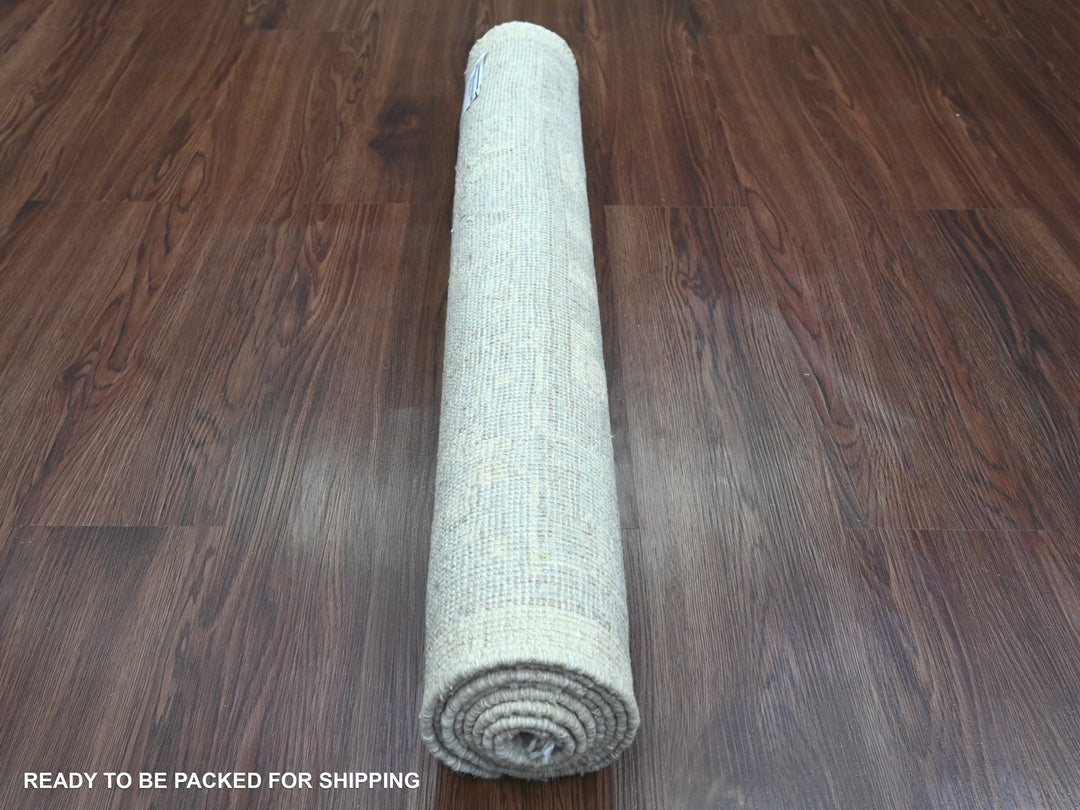 2'8" x 6'0" New Hand Knotted Ivory Wool Runner Oriental Rug - MOA10289876