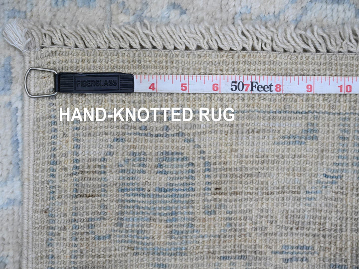 2'10" x 10'0" New Hand Knotted Ivory Wool Runner Oriental Rug - MOA10289878