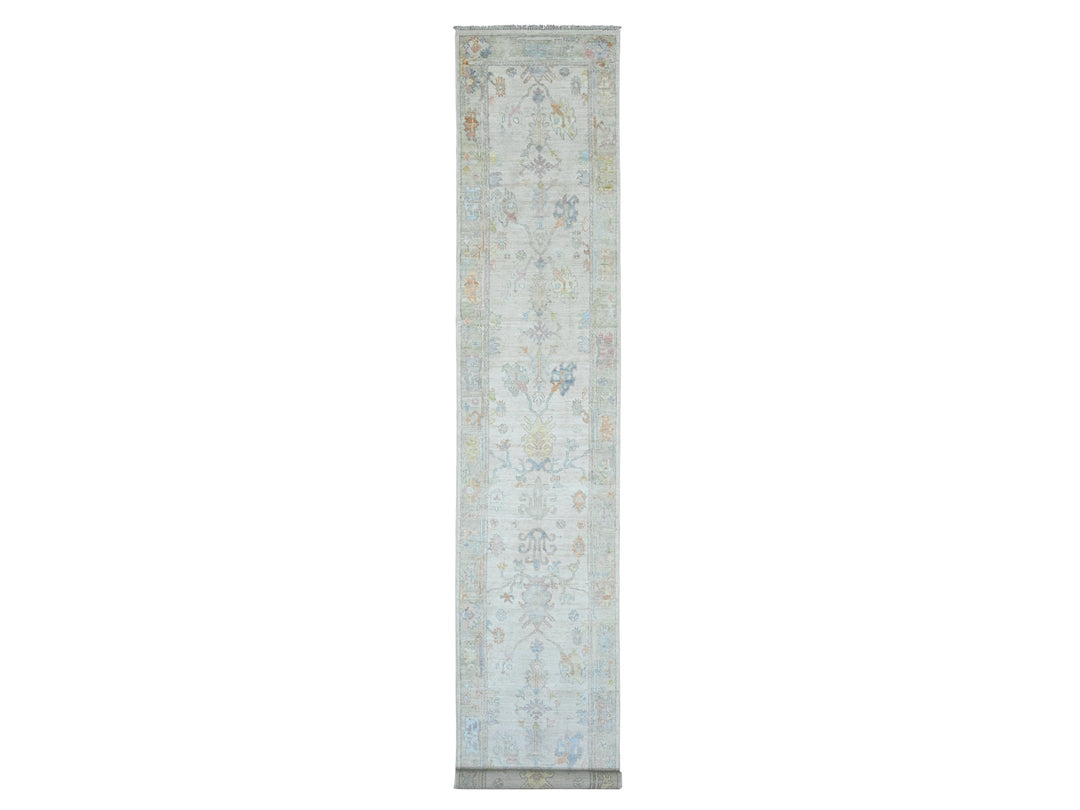 2'8" x 15'7" New Hand Knotted Ivory Wool Runner Oriental Rug - MOA10289879