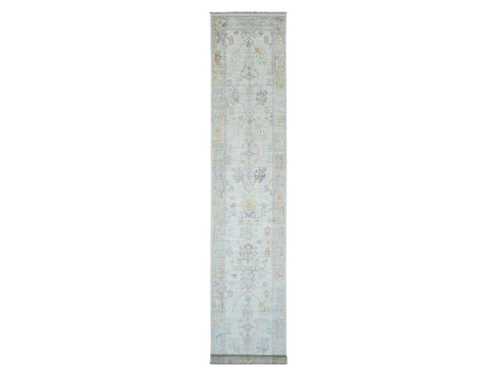 2'8" x 15'7" New Hand Knotted Ivory Wool Runner Oriental Rug - MOA10289879