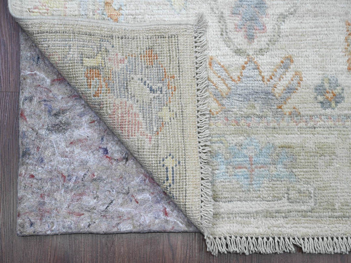 2'8" x 15'7" New Hand Knotted Ivory Wool Runner Oriental Rug - MOA10289879