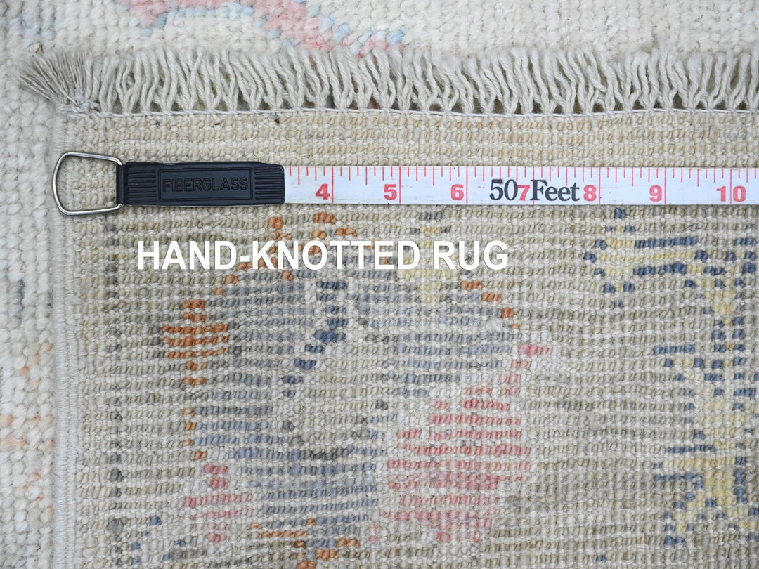 2'8" x 15'7" New Hand Knotted Ivory Wool Runner Oriental Rug - MOA10289879