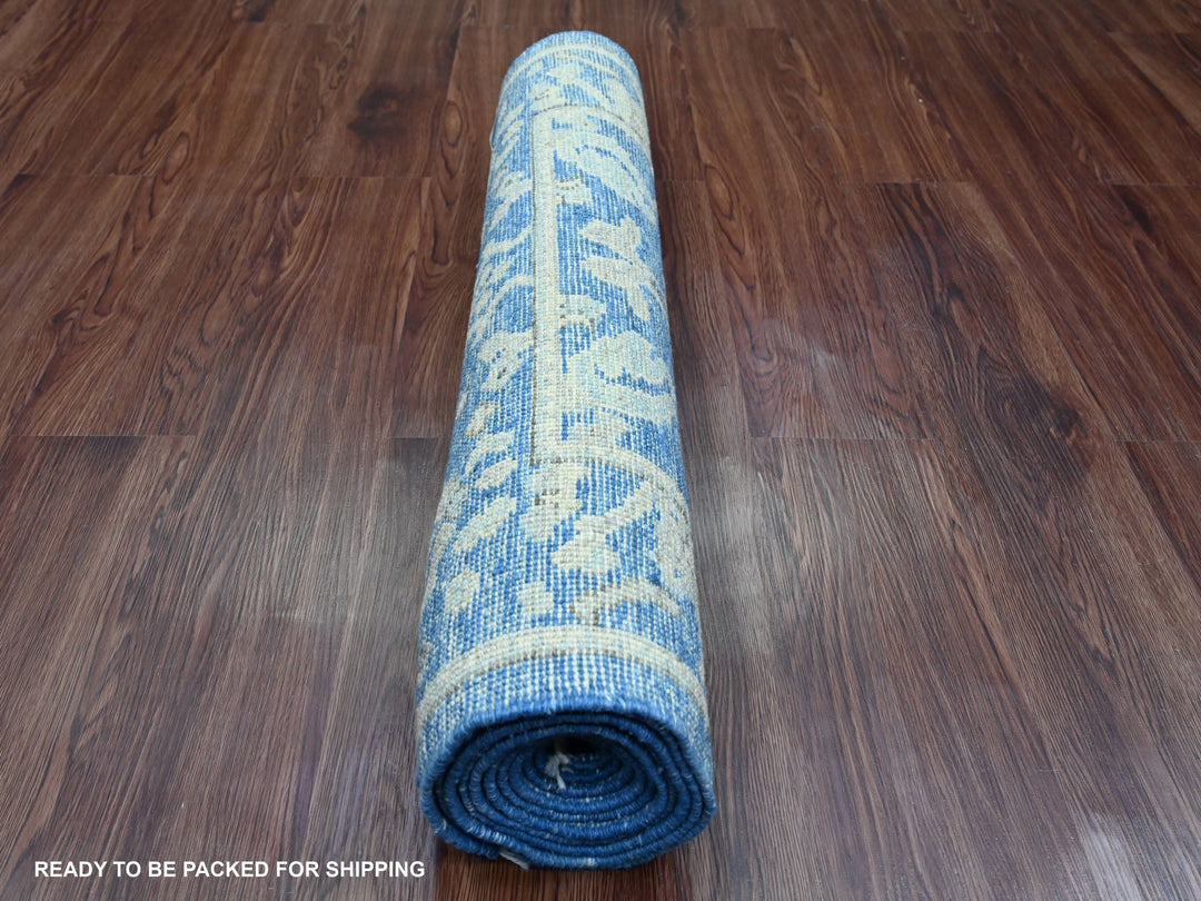 2'11" x 9'7" New Hand Knotted Blue Wool Runner Oriental Rug - MOA10289880