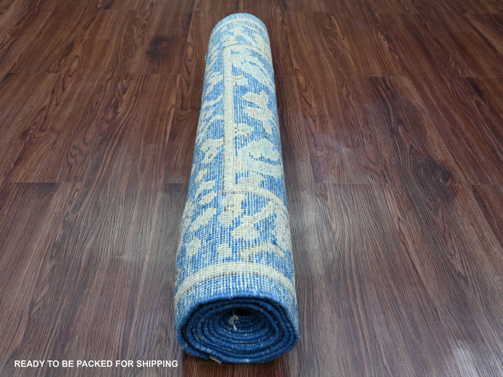 2'11" x 9'7" New Hand Knotted Blue Wool Runner Oriental Rug - MOA10289880