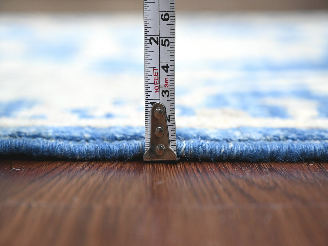 2'11" x 9'7" New Hand Knotted Blue Wool Runner Oriental Rug - MOA10289880