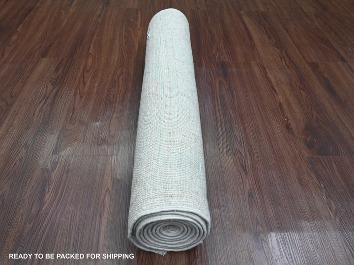 2'7" x 7'7" New Hand Knotted Grey Wool Runner Oriental Rug - MOA10289882