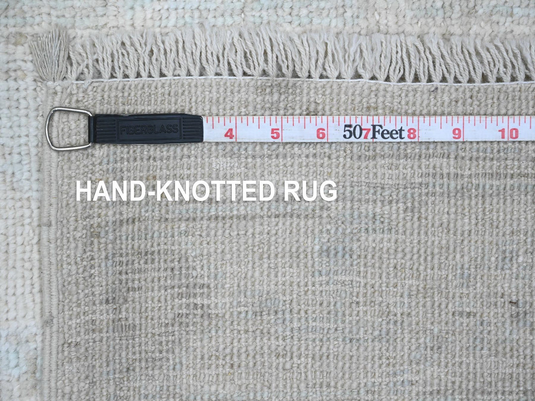 2'7" x 7'7" New Hand Knotted Grey Wool Runner Oriental Rug - MOA10289882