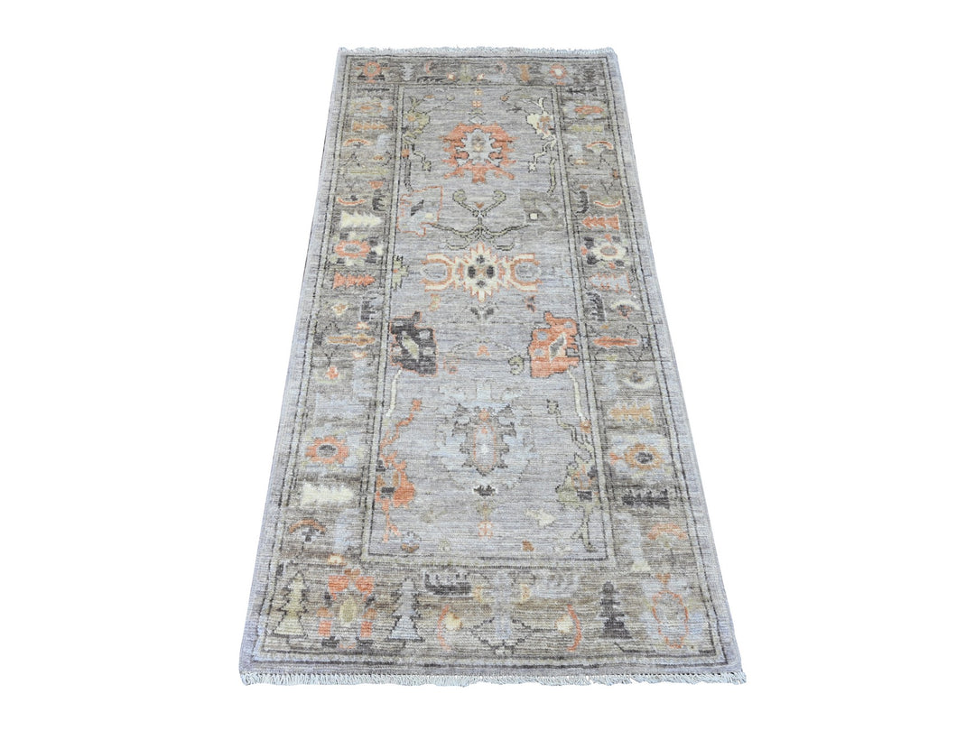 2'10" x 5'10" New Hand Knotted Grey Wool Runner Oriental Rug - MOA10289885