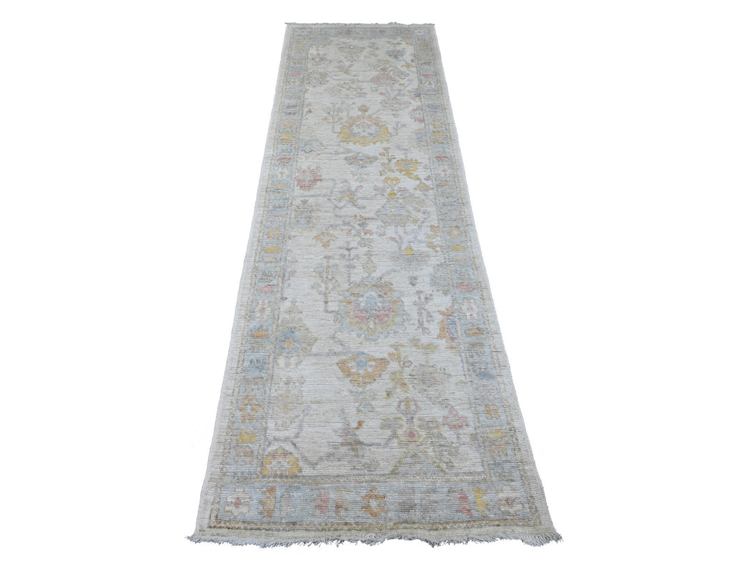 2'8" x 8'9" New Hand Knotted Ivory Wool Runner Oriental Rug - MOA10289887