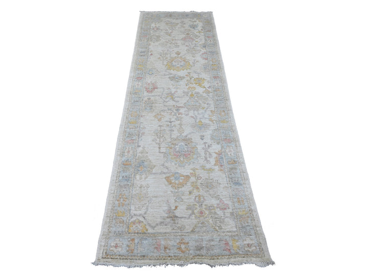 2'8" x 8'9" New Hand Knotted Ivory Wool Runner Oriental Rug - MOA10289887