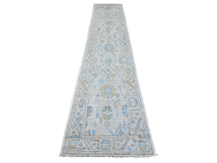 2'8" x 13'6" New Hand Knotted Ivory Wool Runner Oriental Rug - MOA10289892
