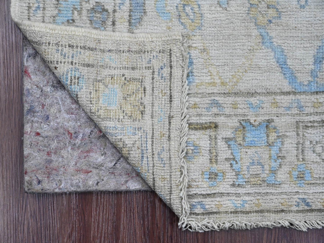 2'8" x 13'6" New Hand Knotted Ivory Wool Runner Oriental Rug - MOA10289892