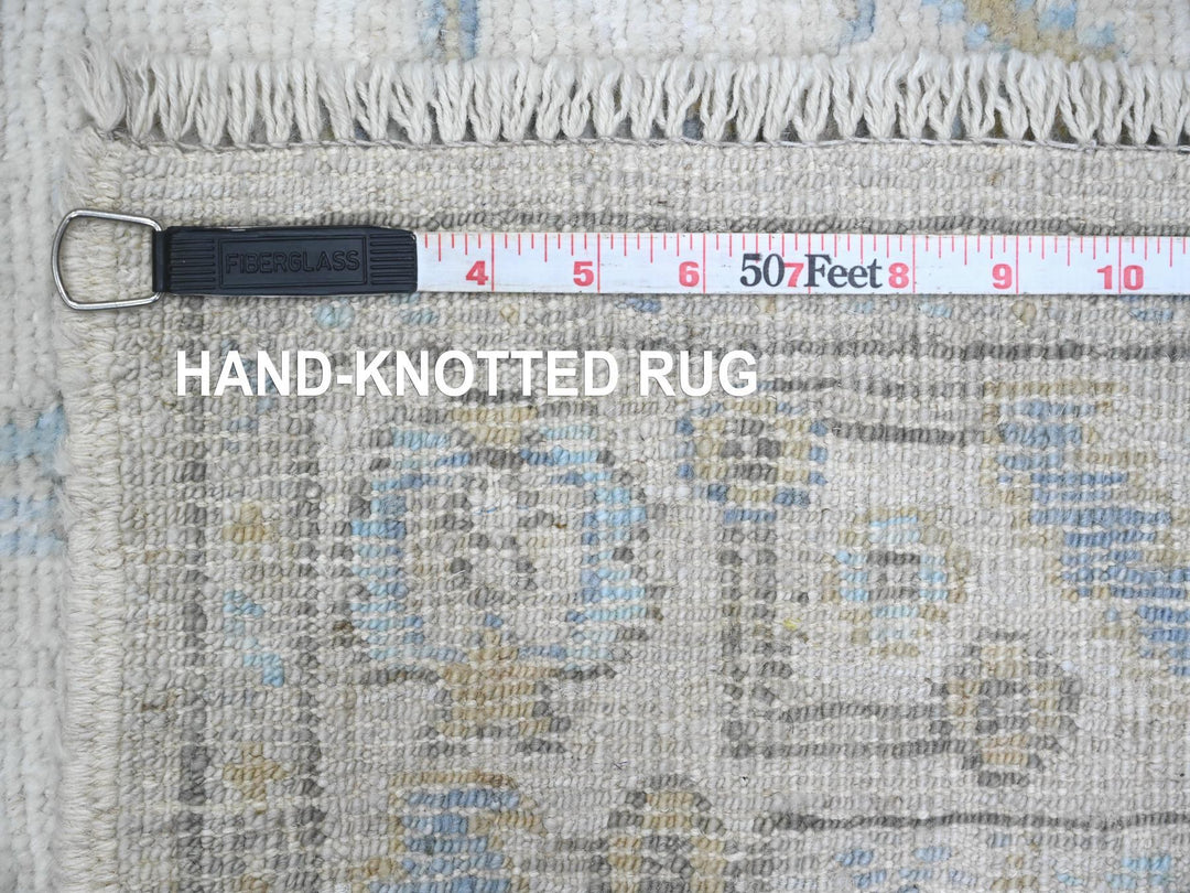 2'8" x 13'6" New Hand Knotted Ivory Wool Runner Oriental Rug - MOA10289892