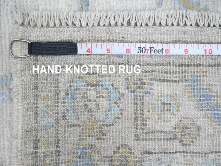 2'8" x 13'6" New Hand Knotted Ivory Wool Runner Oriental Rug - MOA10289892