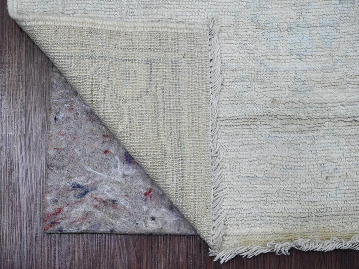 2'9" x 7'7" New Hand Knotted Ivory Wool Runner Oriental Rug - MOA10289893