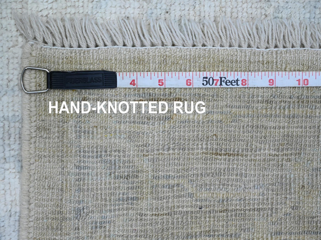 2'9" x 7'7" New Hand Knotted Ivory Wool Runner Oriental Rug - MOA10289893