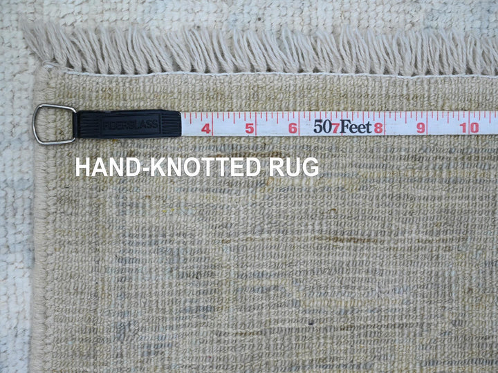 2'9" x 7'7" New Hand Knotted Ivory Wool Runner Oriental Rug - MOA10289893