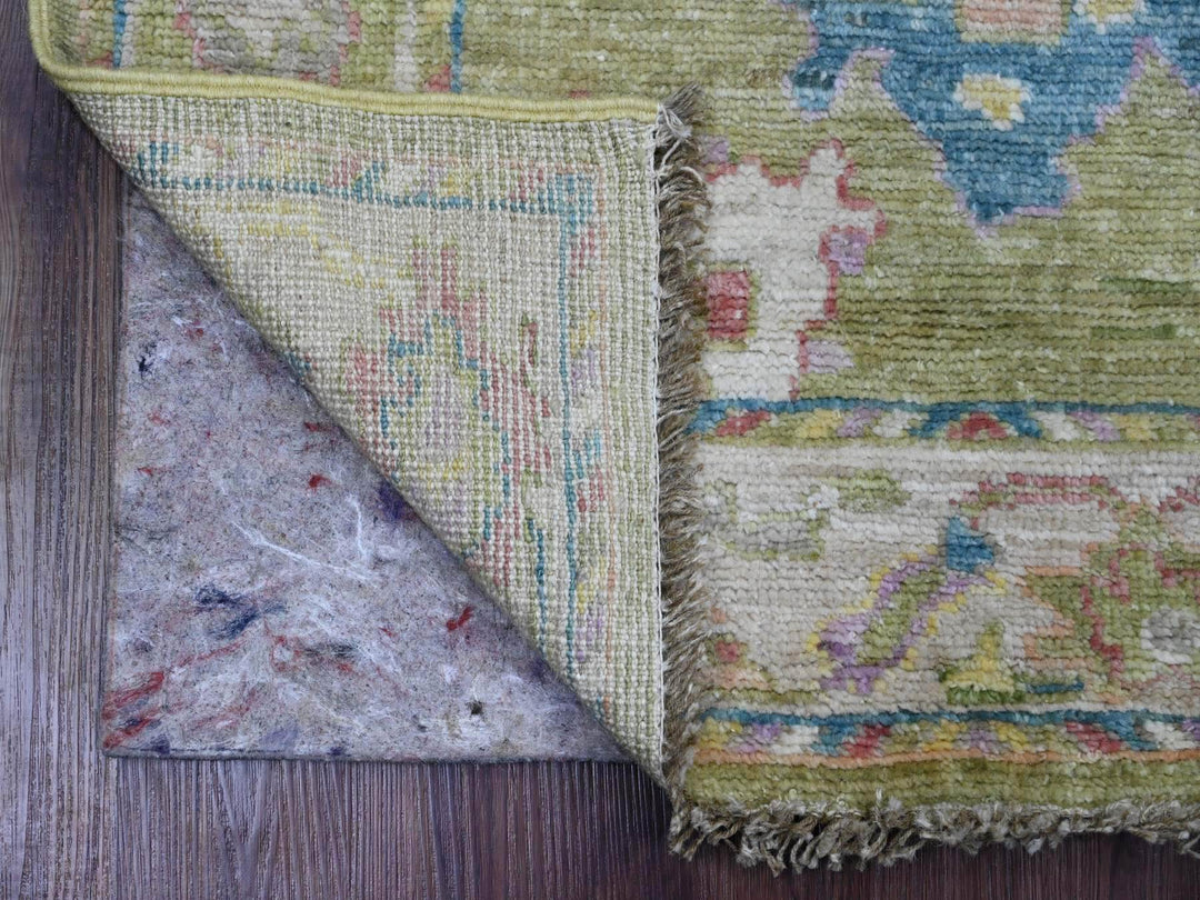 2'10" x 5'8" New Hand Knotted Green Wool Runner Oriental Rug - MOA10289896