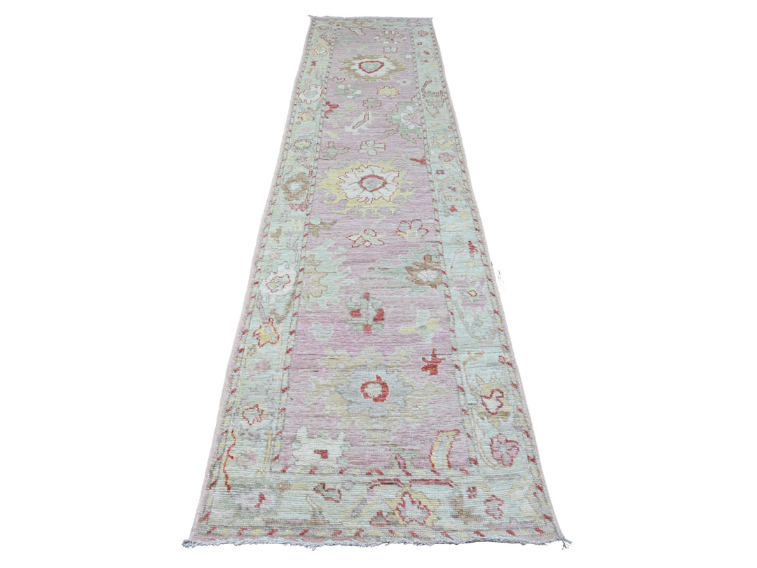 2'10" x 11'7" New Hand Knotted Pink Wool Runner Oriental Rug - MOA10289898
