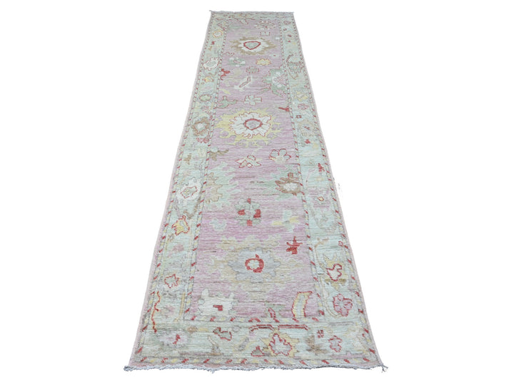 2'10" x 11'7" New Hand Knotted Pink Wool Runner Oriental Rug - MOA10289898