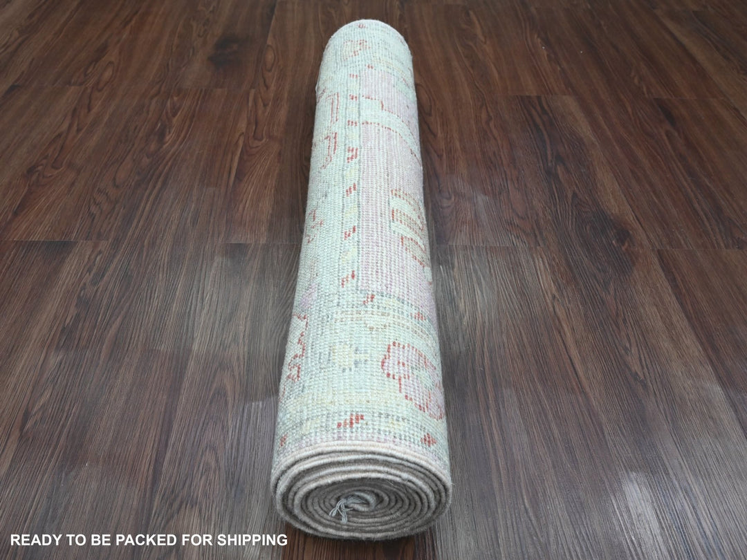 2'10" x 11'7" New Hand Knotted Pink Wool Runner Oriental Rug - MOA10289898