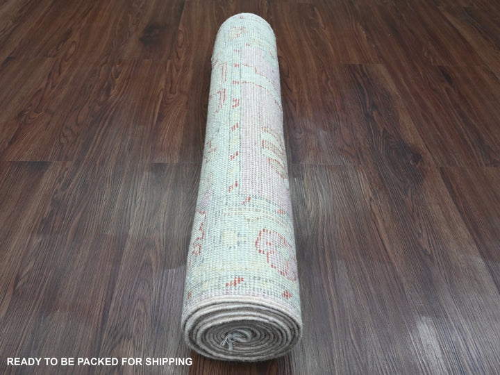 2'10" x 11'7" New Hand Knotted Pink Wool Runner Oriental Rug - MOA10289898
