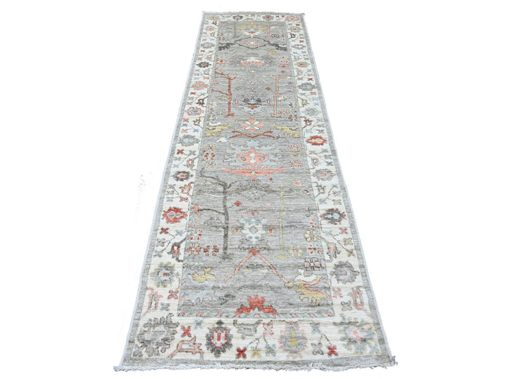3'0" x 9'11" New Hand Knotted Grey Wool Runner Oriental Rug - MOA10289899